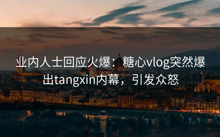 业内人士回应火爆：糖心vlog突然爆出tangxin内幕，引发众怒