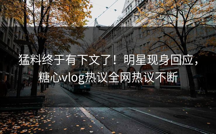 猛料终于有下文了！明星现身回应，糖心vlog热议全网热议不断