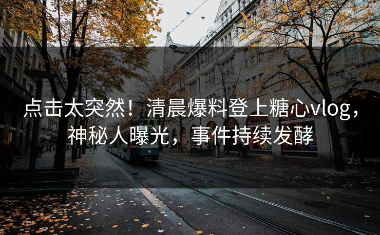 点击太突然！清晨爆料登上糖心vlog，神秘人曝光，事件持续发酵