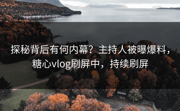 探秘背后有何内幕？主持人被曝爆料，糖心vlog刷屏中，持续刷屏