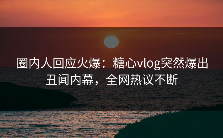 圈内人回应火爆：糖心vlog突然爆出丑闻内幕，全网热议不断