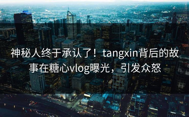 神秘人终于承认了！tangxin背后的故事在糖心vlog曝光，引发众怒