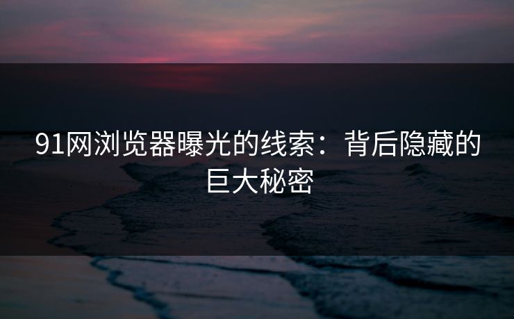 91网浏览器曝光的线索：背后隐藏的巨大秘密