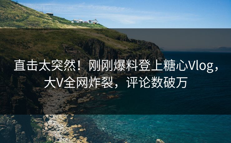 直击太突然！刚刚爆料登上糖心Vlog，大V全网炸裂，评论数破万